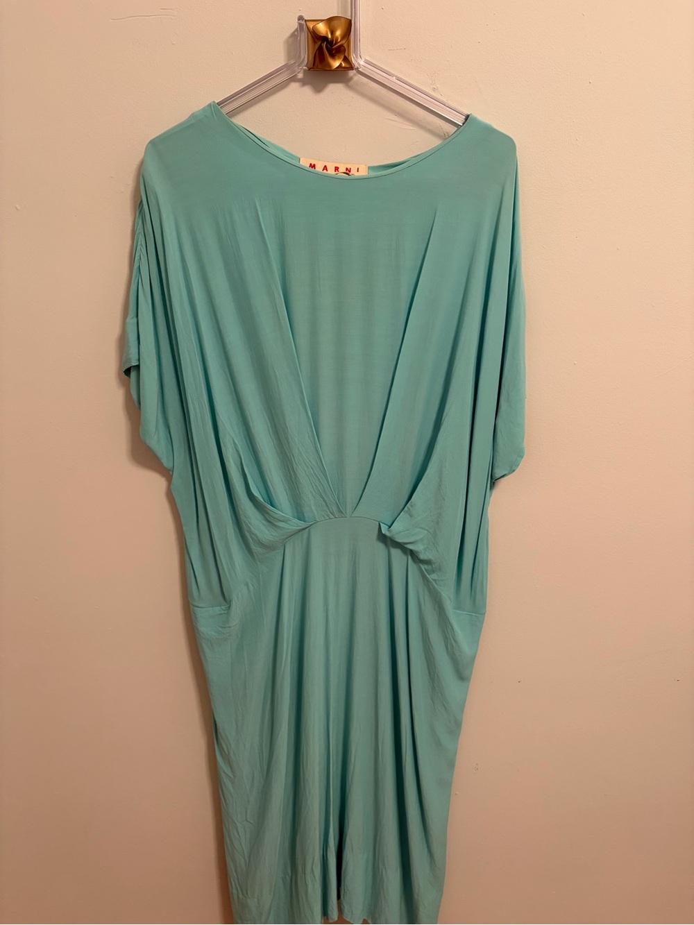 MARNI Aqua Dress Draped 2006? Size 40 Closer to 6/8